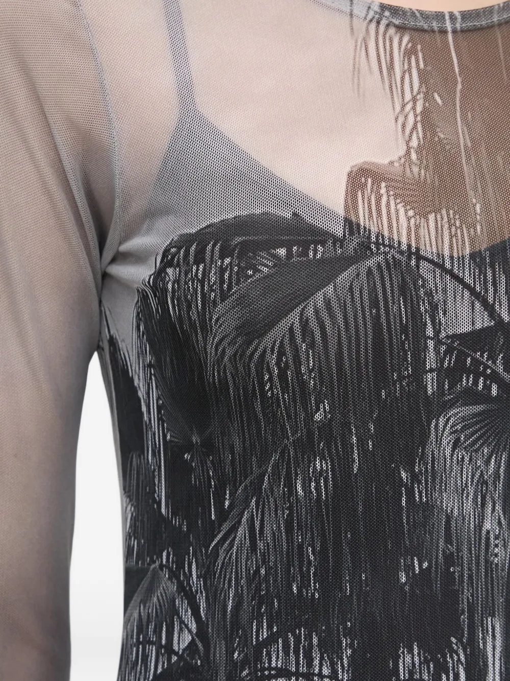 Never Fully Dressed Palm-tree Print Midi Dress In Black