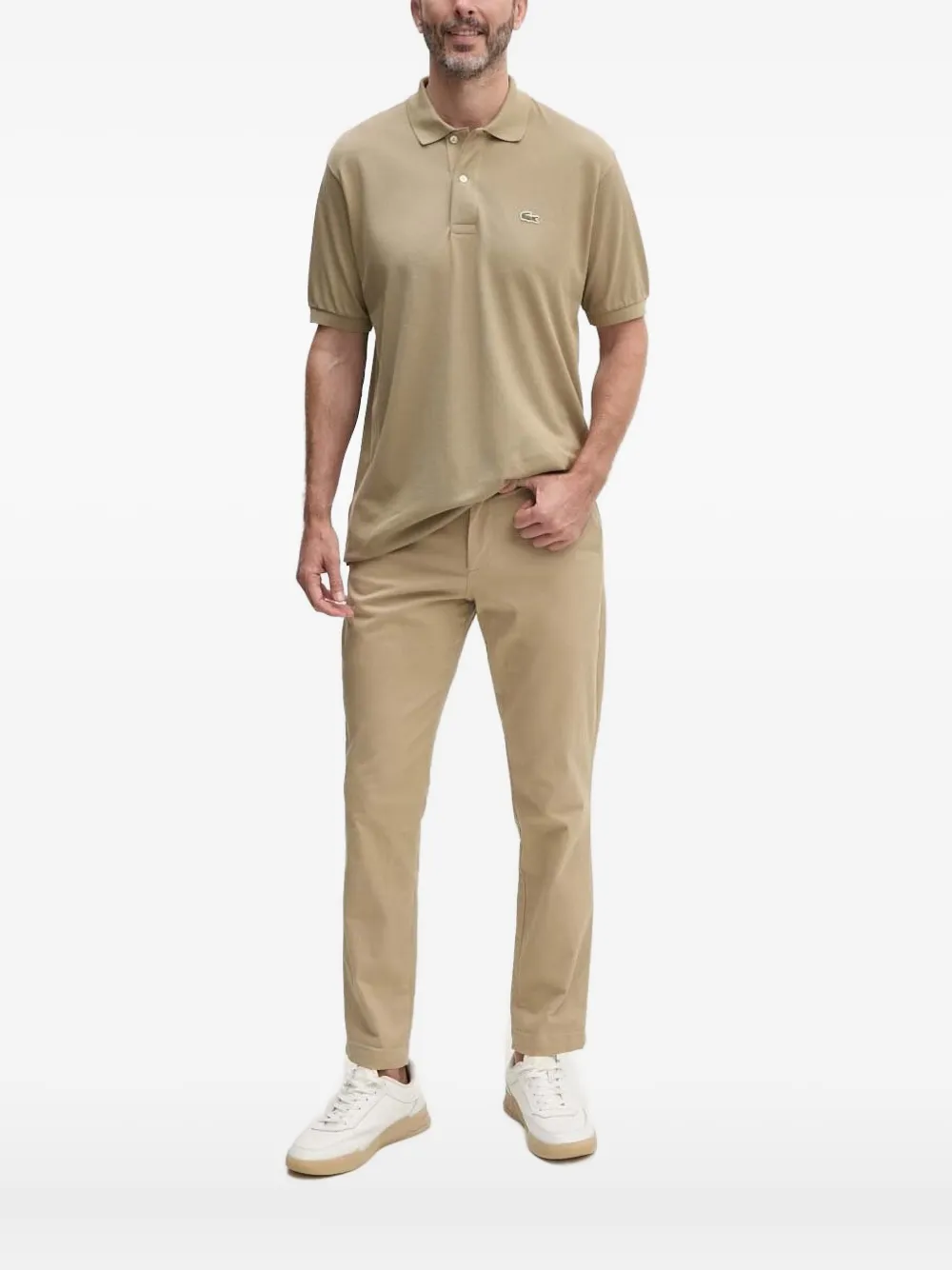 Lacoste Poloshirt met geborduurd logo Beige