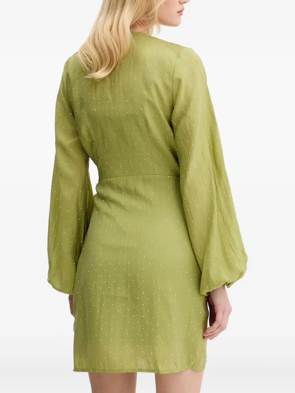 NEVER FULLY DRESSED embellished mini wrap dress Groen