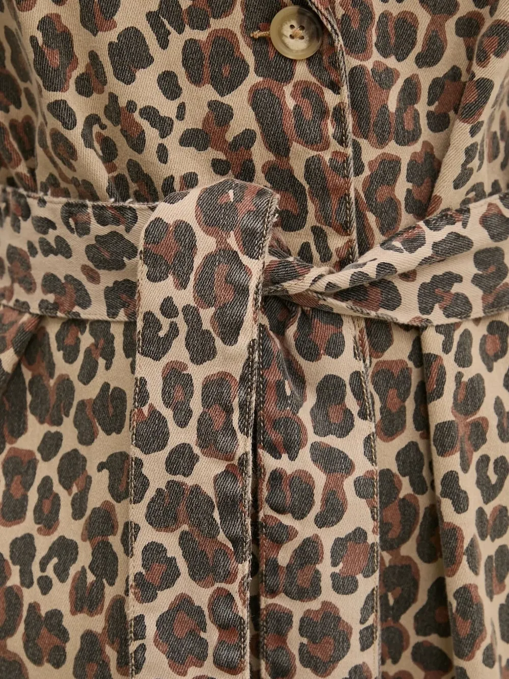 NEVER FULLY DRESSED leopard-print belted coat Beige