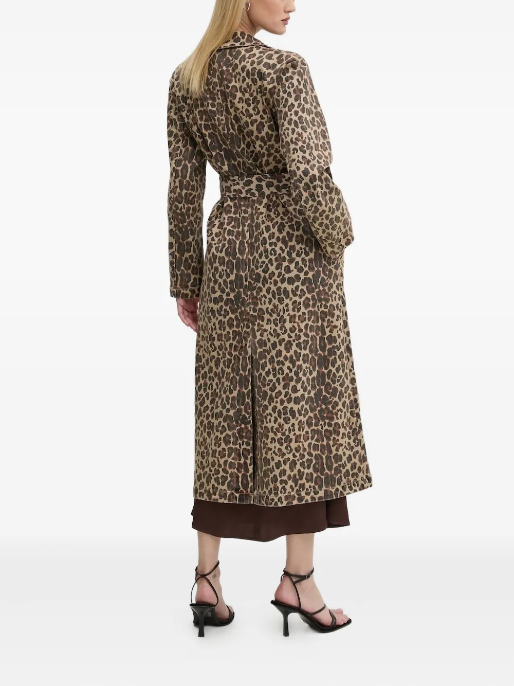 NEVER FULLY DRESSED leopard-print belted coat Beige