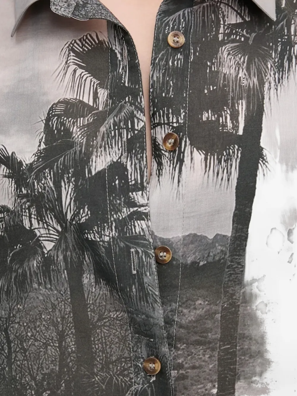 Never Fully Dressed Palm-tree Print Shirt In Gray