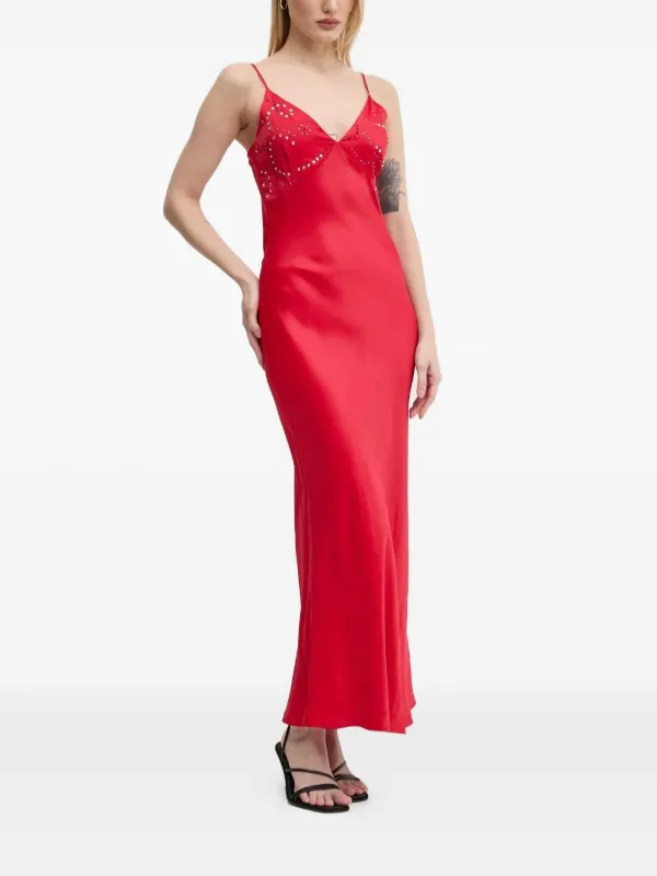 never fully dressed satin dress Mimi Lace-trim Satin Midi Dress