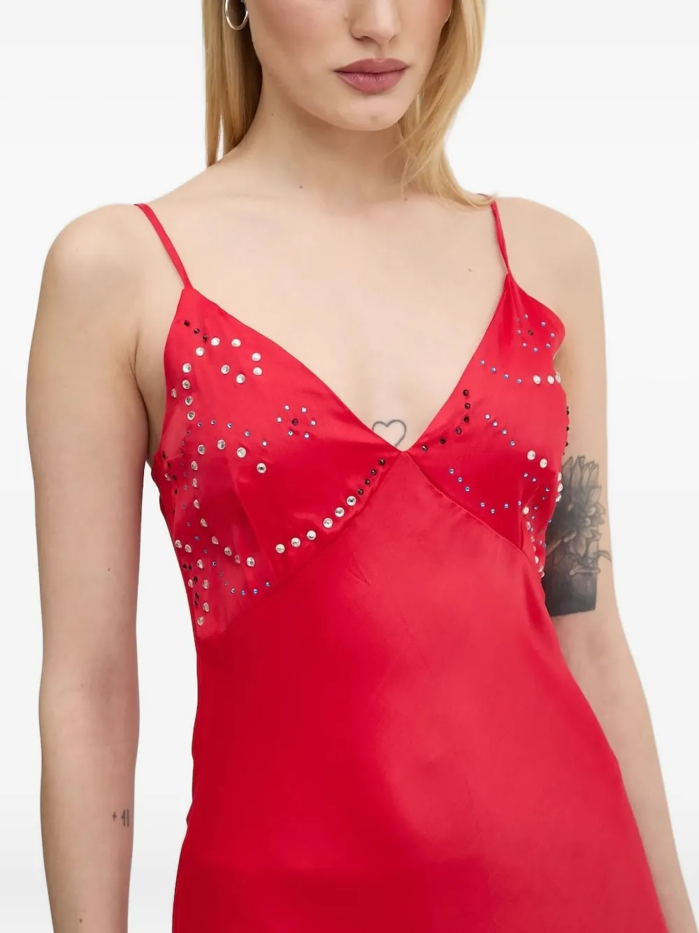 NEVER FULLY DRESSED Verfraaide maxi-jurk Rood