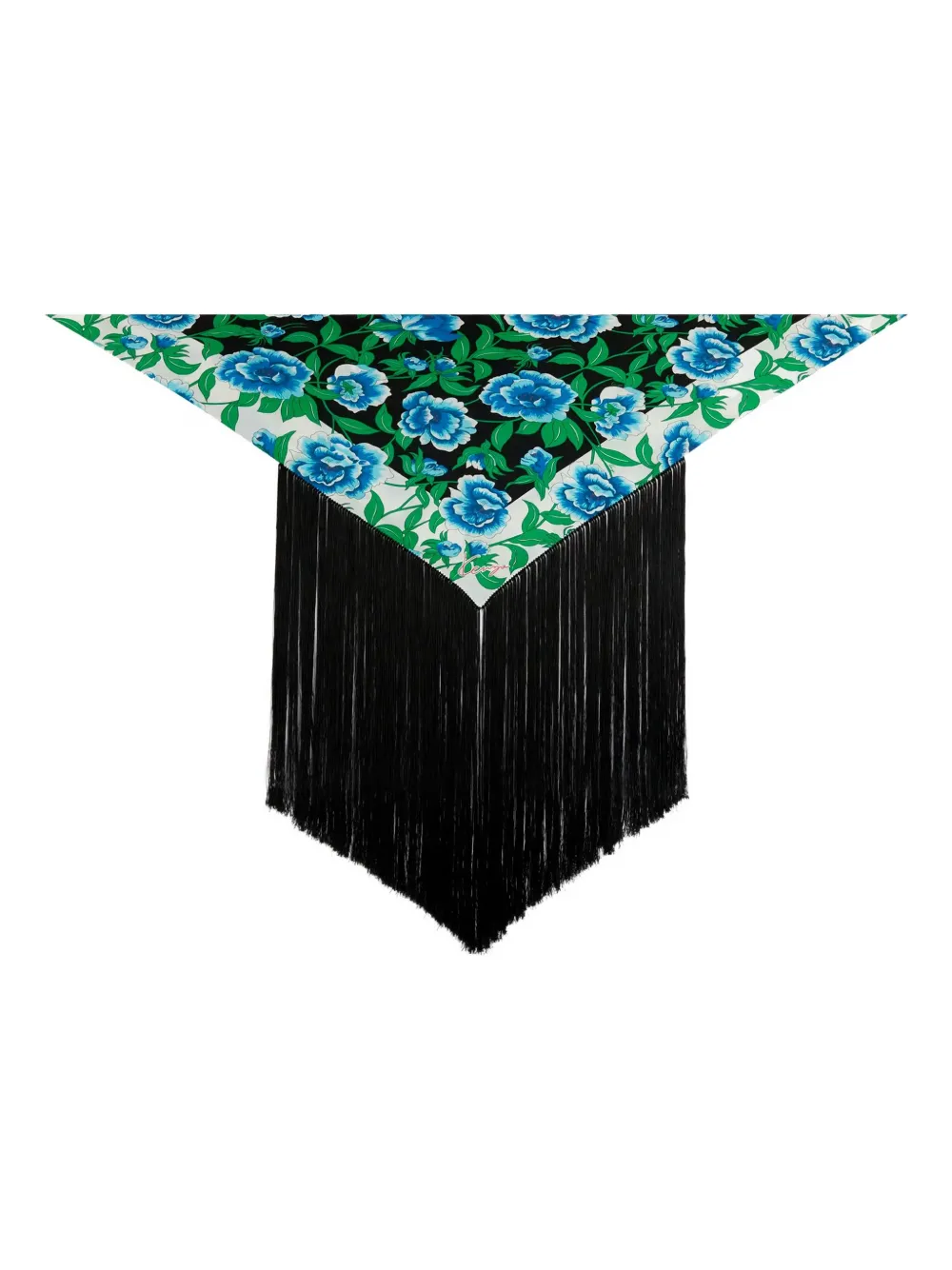 floral-print fringed top