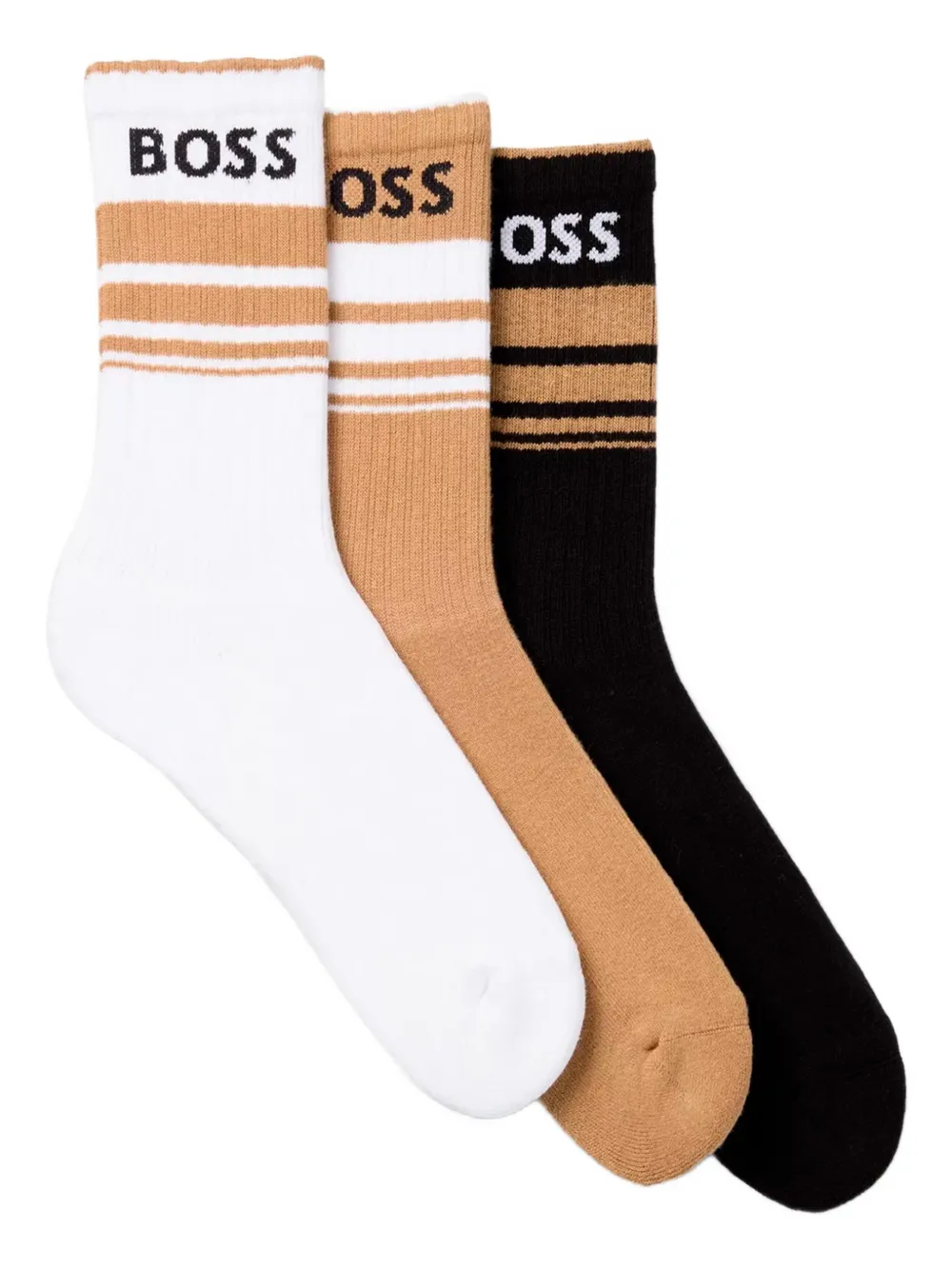 BOSS intarsia-knit logo socks (set of three) | White | Image 1