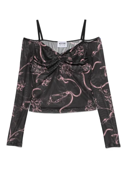 MOSCHINO JEANS floral-print tulle blouse