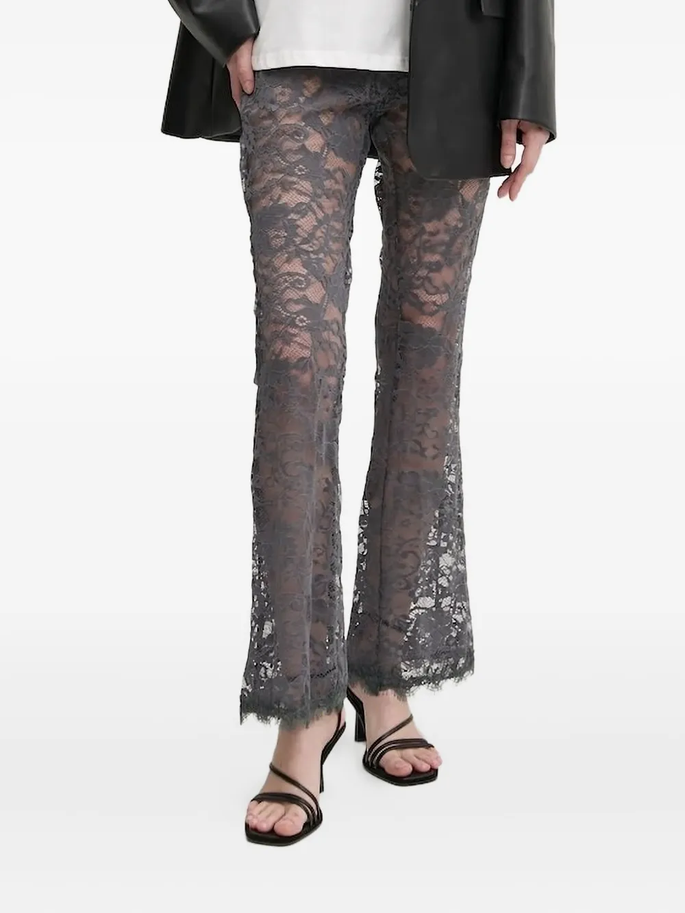 NEVER FULLY DRESSED Broek met kanten zoom Grijs