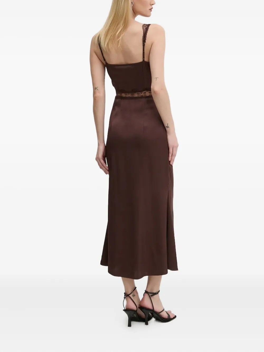NEVER FULLY DRESSED Midi-jurk met kanten vlak Bruin