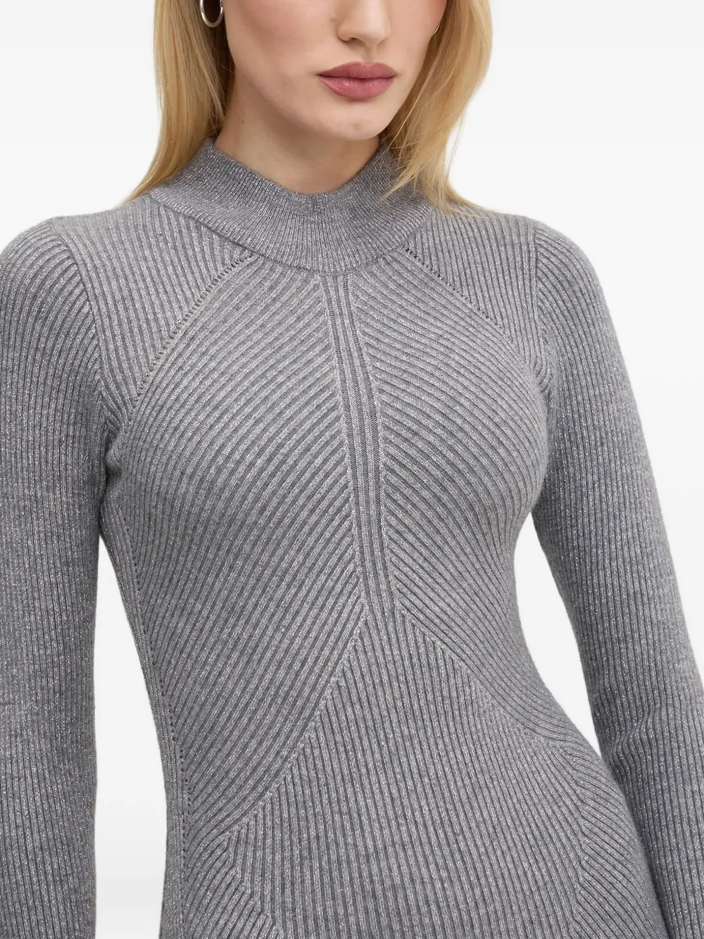 NEVER FULLY DRESSED Geribbelde midi-jurk Grijs
