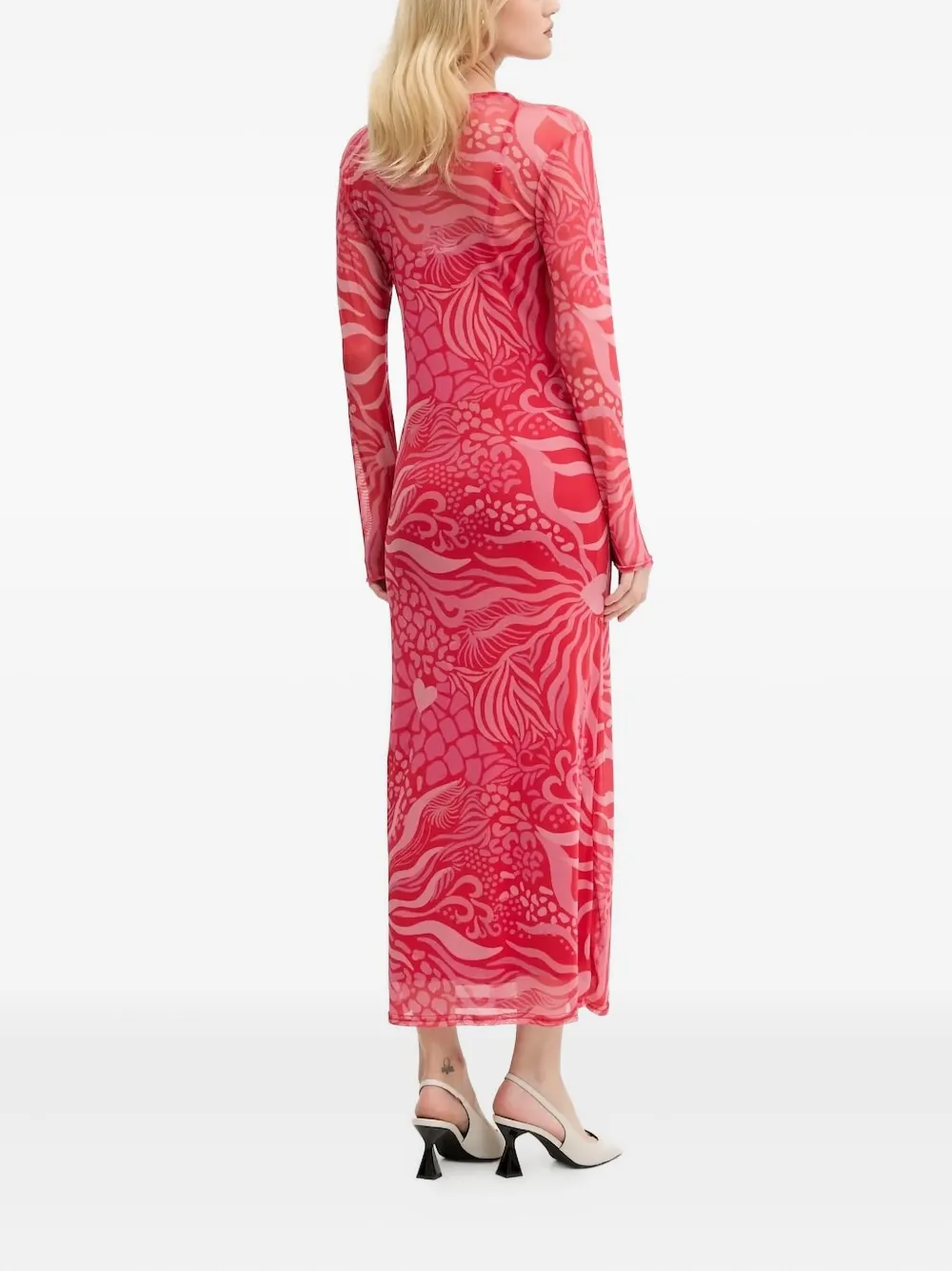 Never Fully Dressed Abstract-print Mesh Dress In Pink