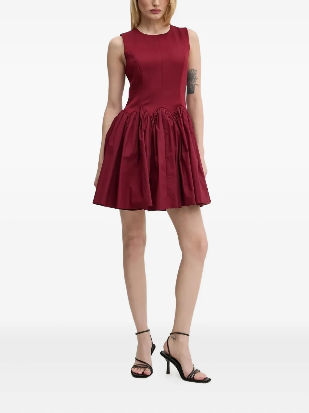 NEVER FULLY DRESSED Monika gathered-skirt mini dress Rood