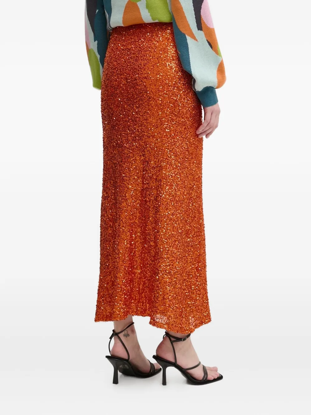 NEVER FULLY DRESSED Midi-rok met pailletten - Oranje
