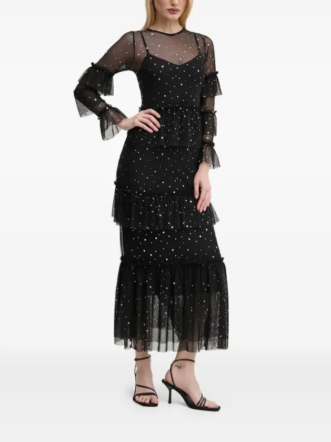 NEVER FULLY DRESSED star-embellishment tiered maxi dress