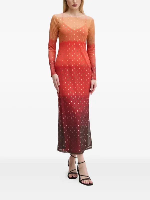 NEVER FULLY DRESSED ombré dot mesh midi dress