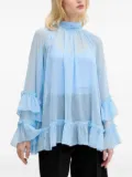 NEVER FULLY DRESSED high-neck ruffled top - Blue