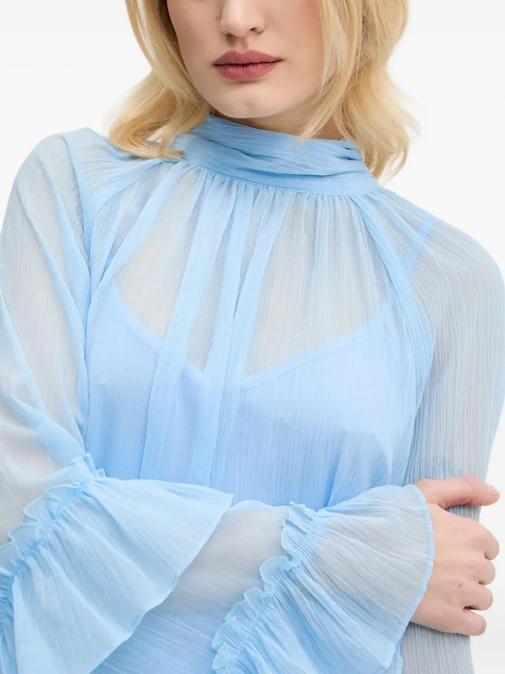 High-Neck Ruffled Top