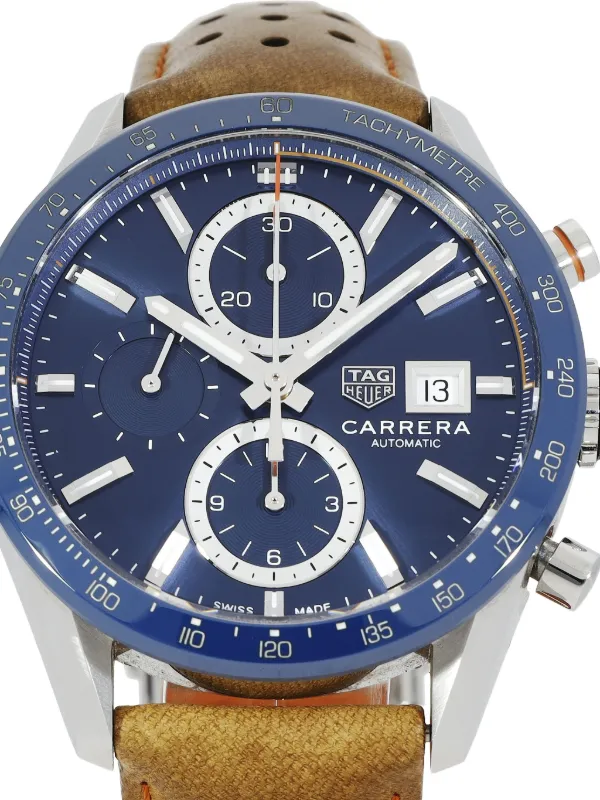 TAG Heuer Pre-Owned Carrera 44mm Blue FARFETCH ID