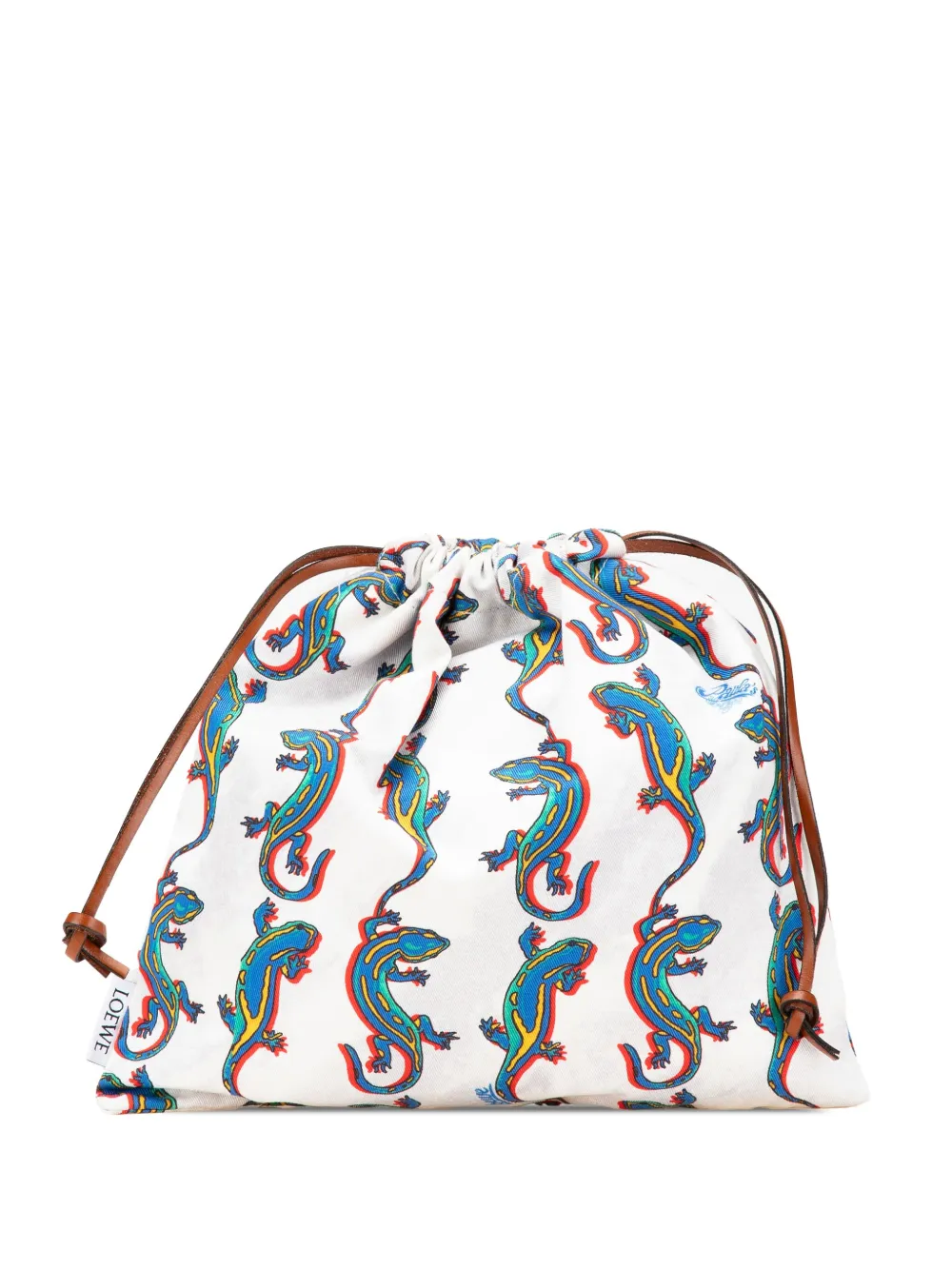 Loewe Pre-Owned 2021 Paulas Ibiza Salamander Canvas Drawstring pouch | blanco | Image 1