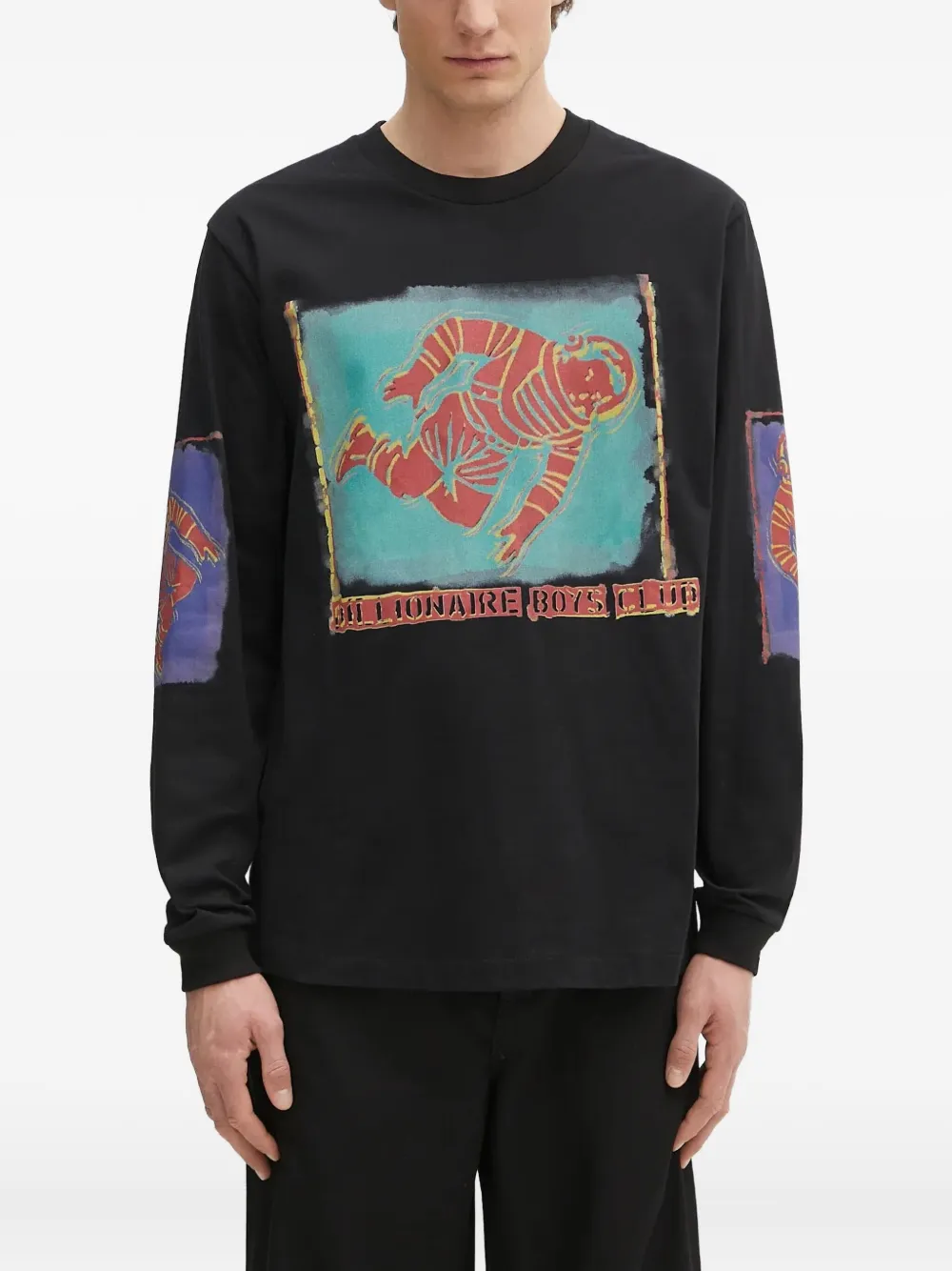 Billionaire Boys Club T-shirt met astronautprint en lange mouwen Zwart