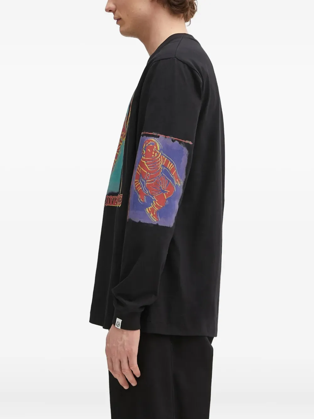 Billionaire Boys Club T-shirt met astronautprint en lange mouwen Zwart