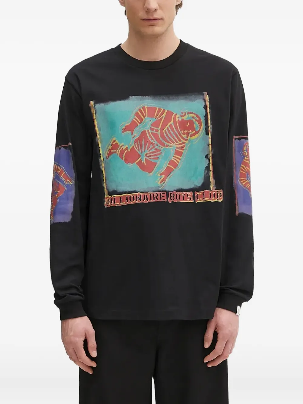 Billionaire Boys Club T-shirt met astronautprint en lange mouwen Zwart