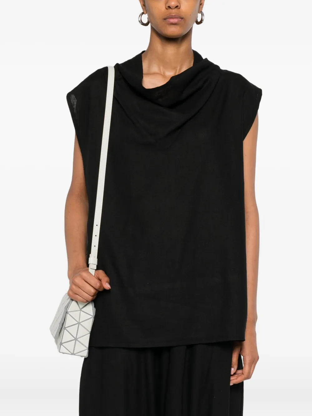 Alchemy Mouwloze top met col Zwart