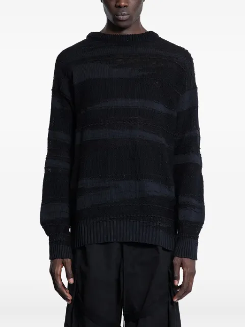 HALOS striped distressed-effect jumper