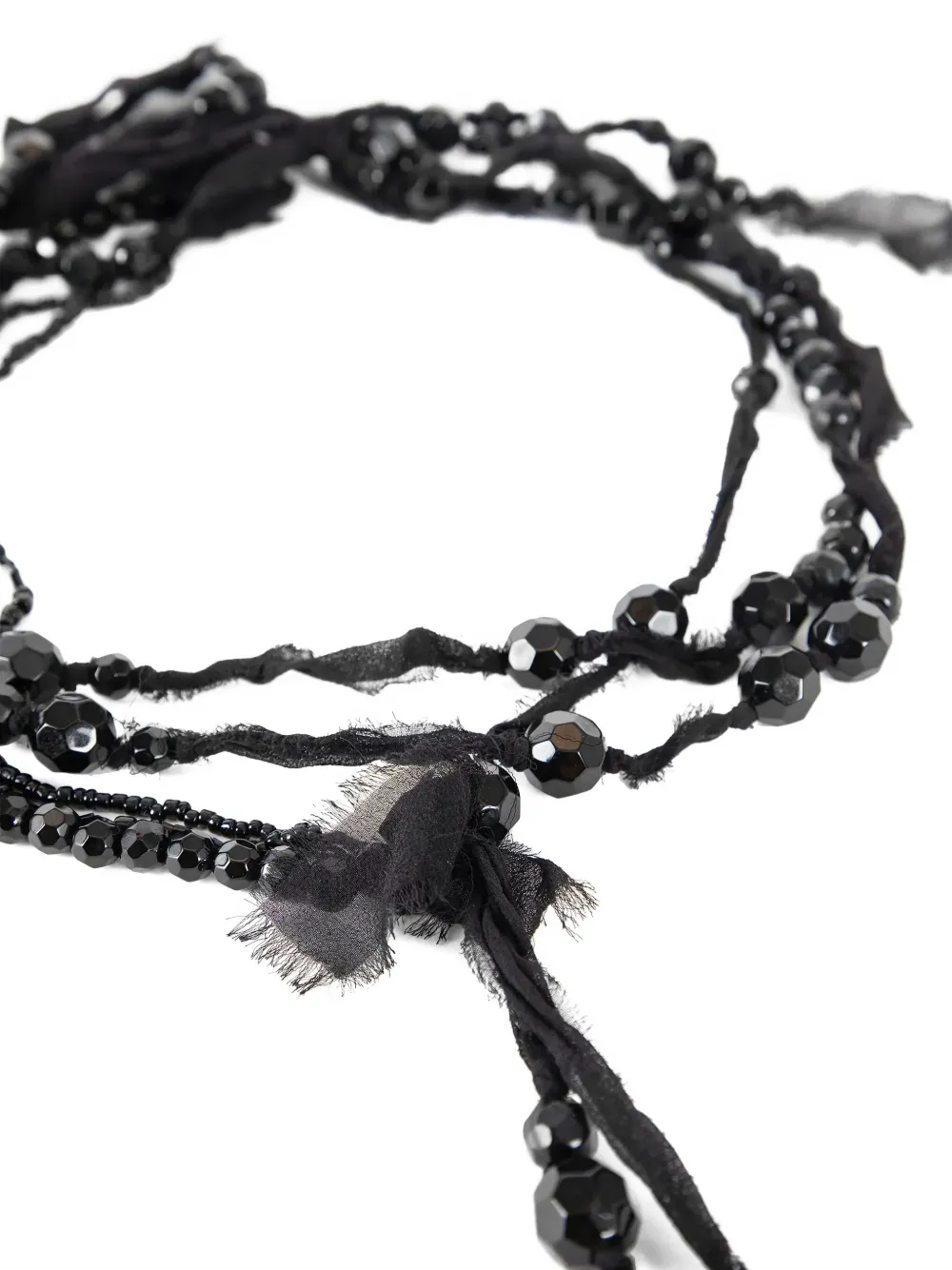 Kundo Bead-embellished Silk Necklace In Black