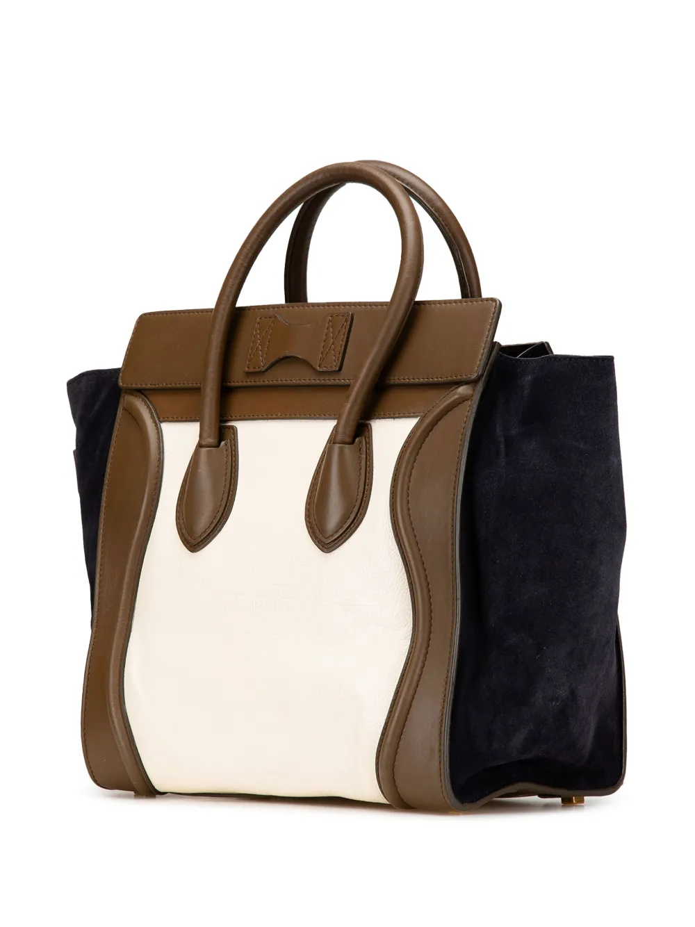 Pre-owned Celine 2013 Mini Tricolor Calfskin And Suede Luggage Tote Bag