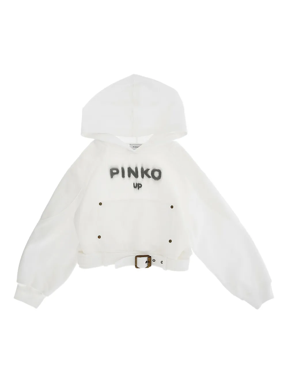 Pinko Kids Hoodie met logoprint en ceintuur Wit