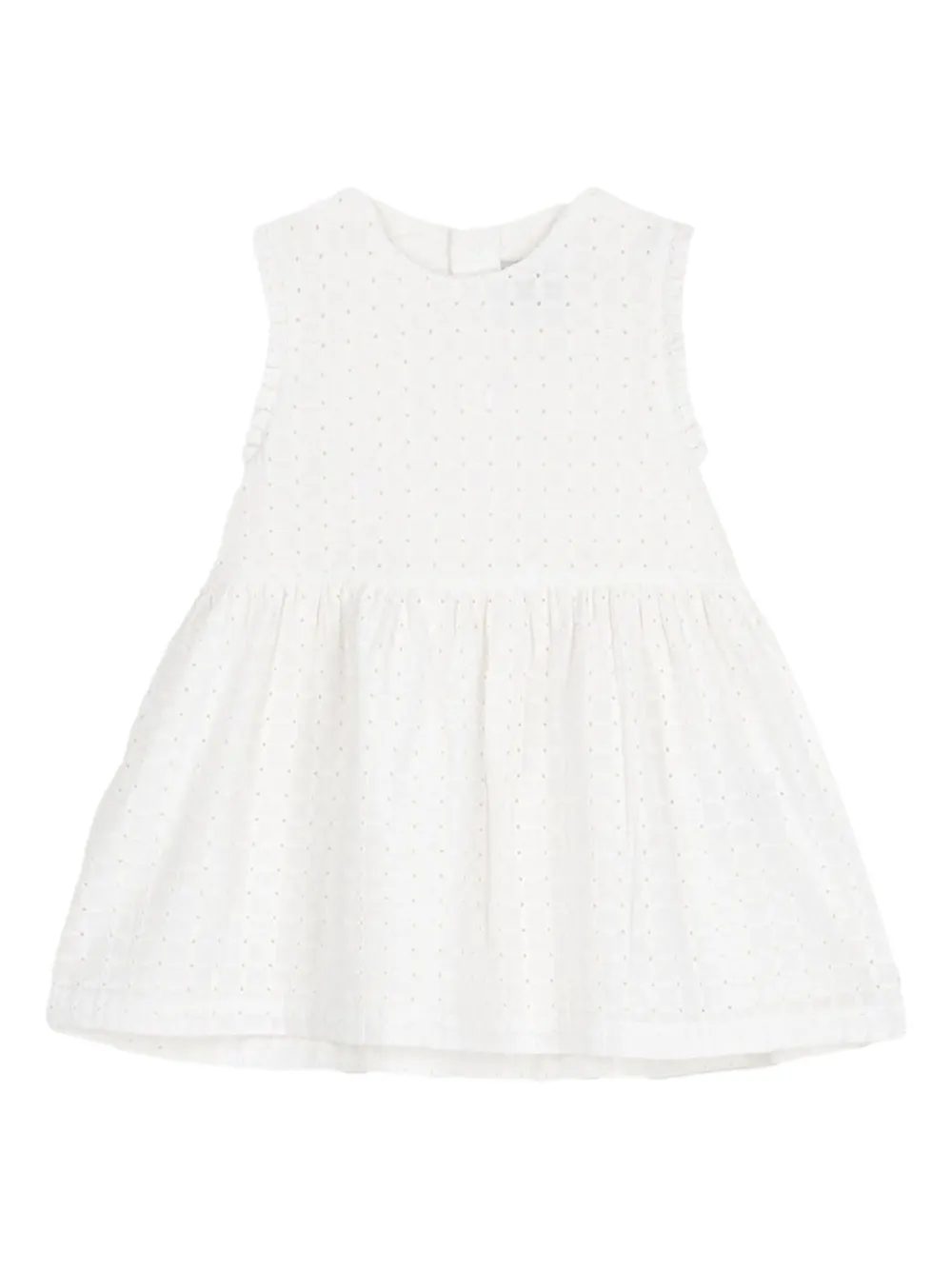 Petit Bateau Mouwloze jurk met ringlets Wit