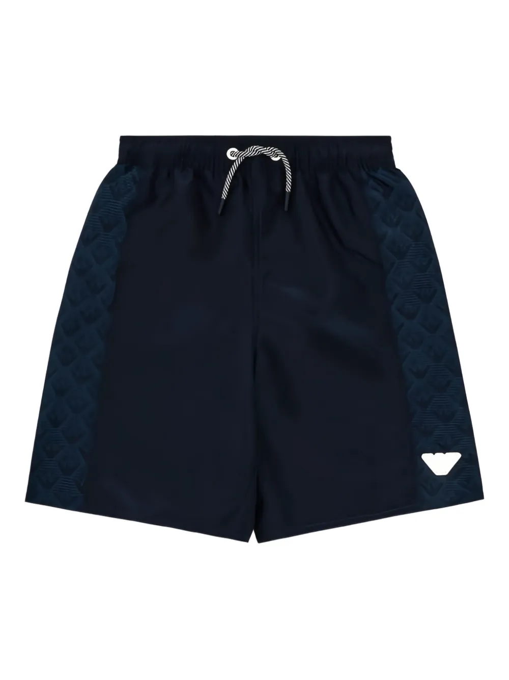 Emporio Ar i Kids logo-appliqué swim shorts Blauw