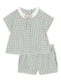 Petit Bateau gingham-print collared shorts set - Green