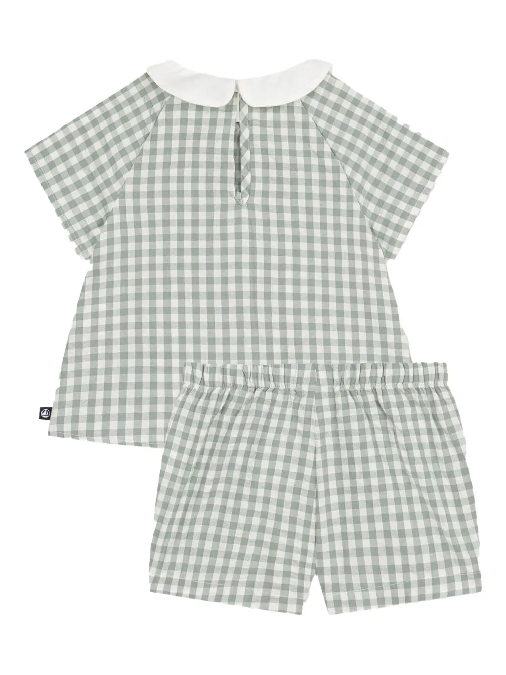Petit Bateau Shorts set met gingham ruit en kraag Groen