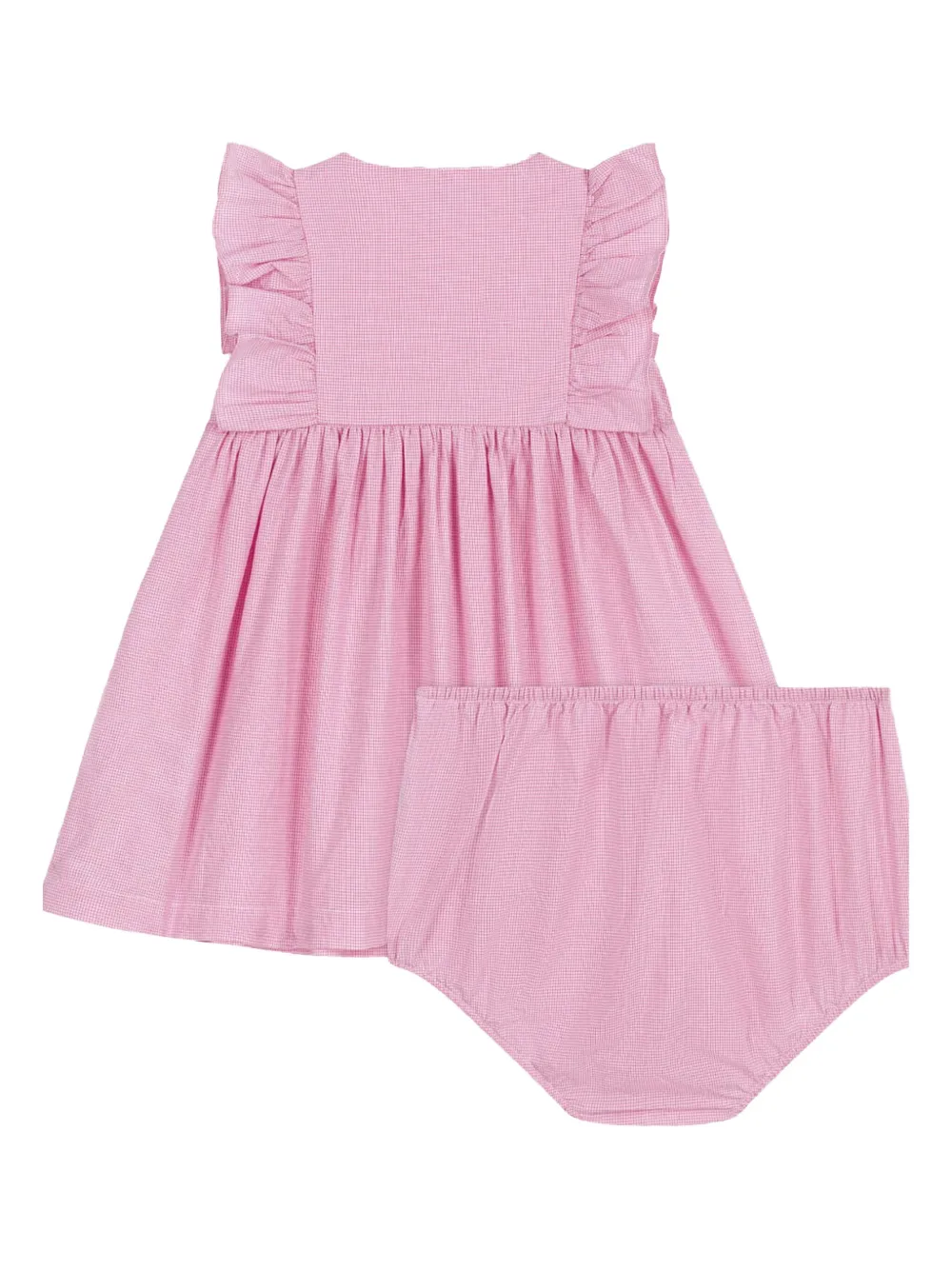 Petit Bateau Jurk set met gingham ruit en ruches Roze