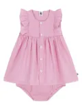 Petit Bateau gingham ruffled casual dress set - Pink