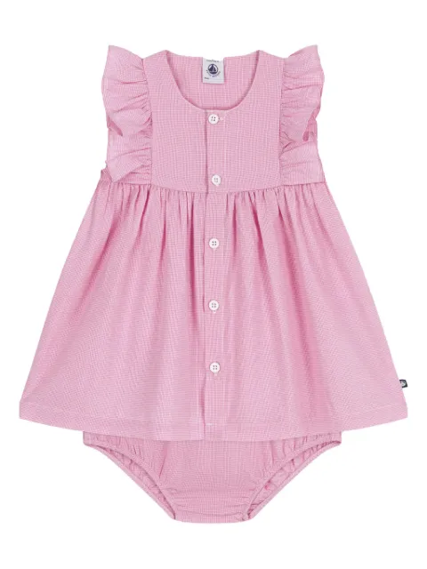 Petit Bateau gingham ruffled casual dress set