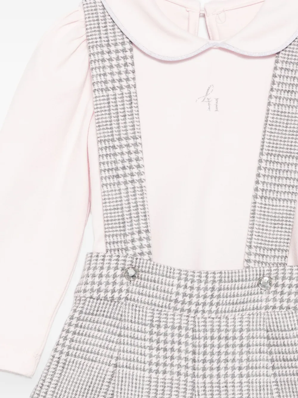 Lapin House Shorts set met pied-de-poule print en Peter Pan-kraag Roze