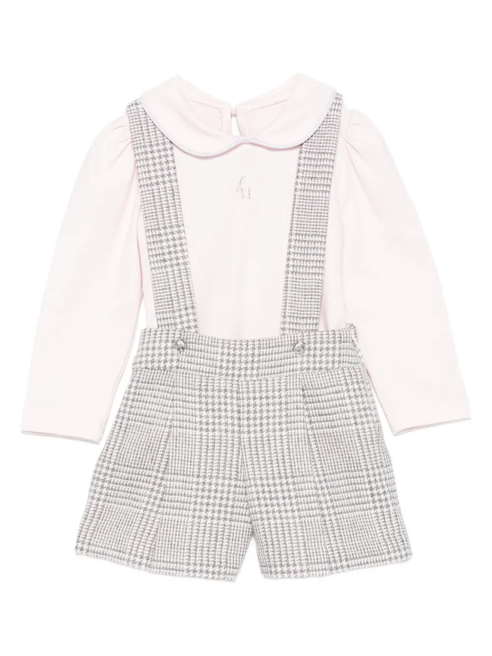 Lapin House Shorts set met pied-de-poule print en Peter Pan-kraag Roze