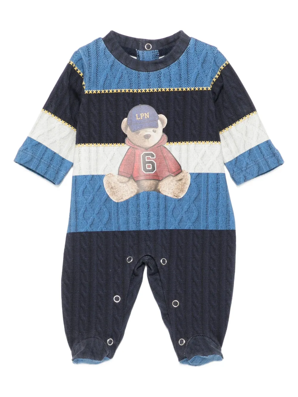 Lapin House Cable-knit Teddy-print Pyjamas In Blue