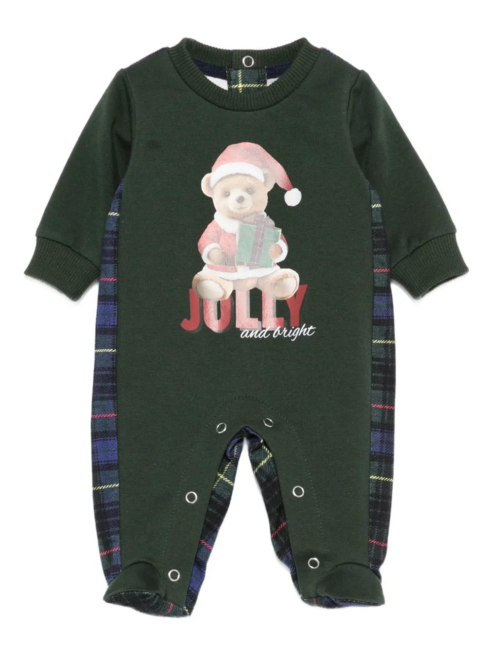 Lapin House Babies' Teddy-print Plaid Pyjamas In Green