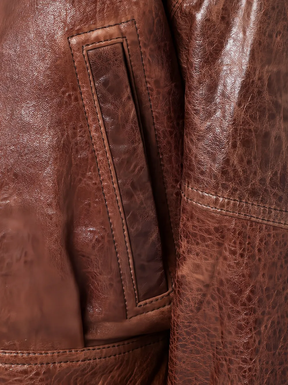 Saint Laurent Puffed-sleeve Leather Jacket In Brown