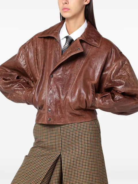 Saint Laurent puffed-sleeve leather jacket