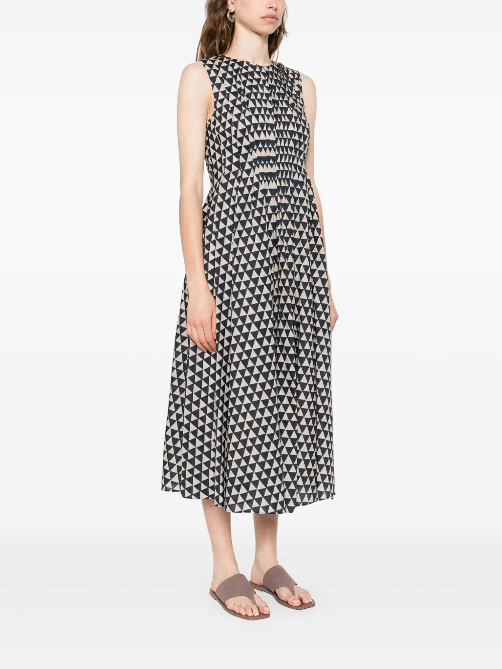 'S Max Mara Geplooide midi-jurk met print Blauw