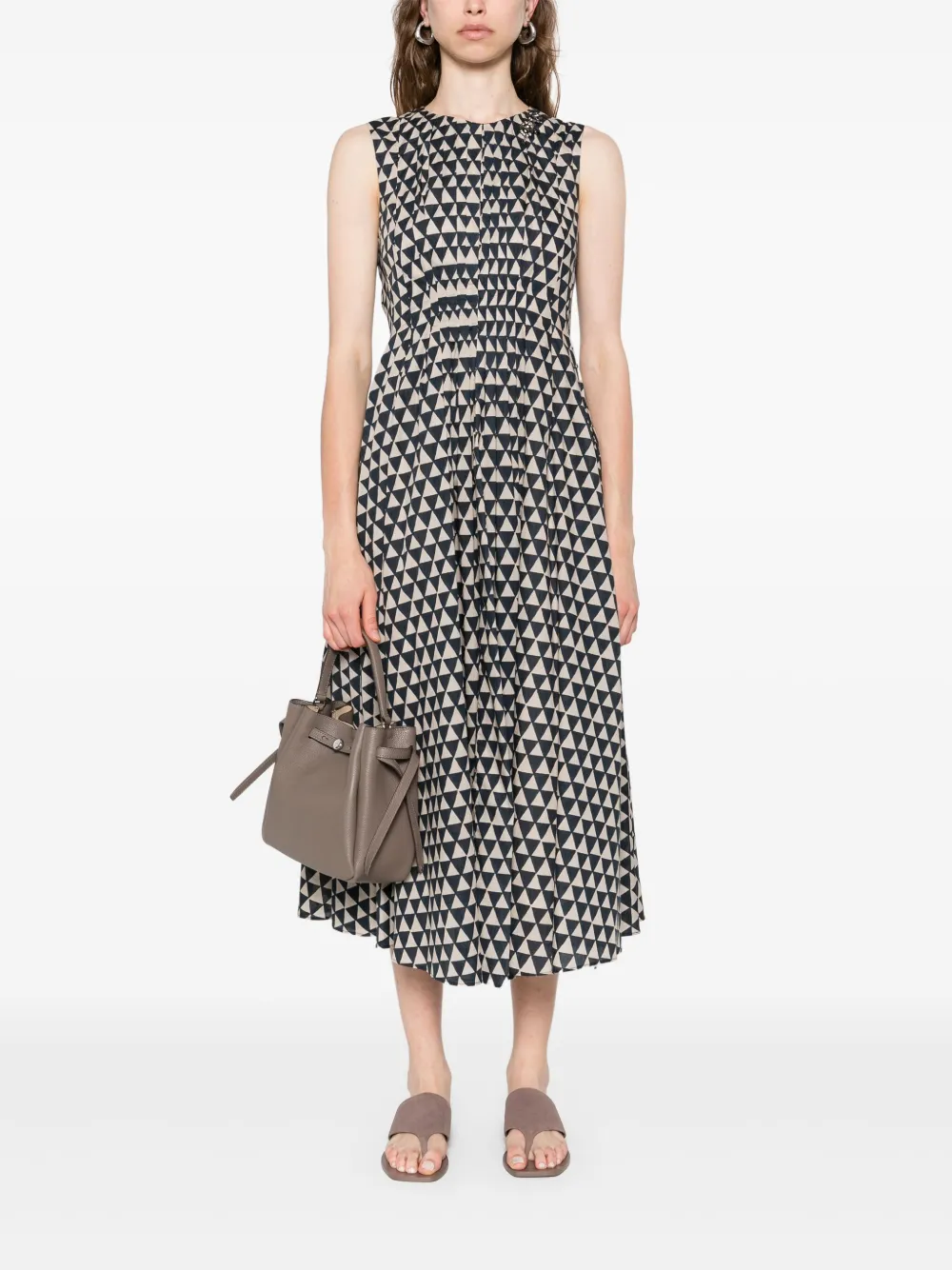 'S Max Mara Geplooide midi-jurk met print Blauw