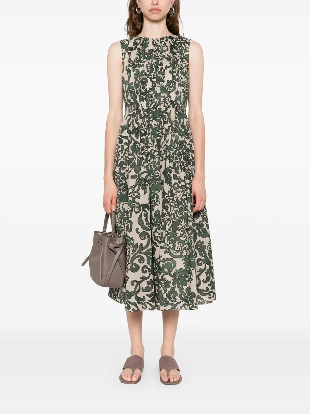 'S Max Mara Midi-jurk met bloemenprint Groen