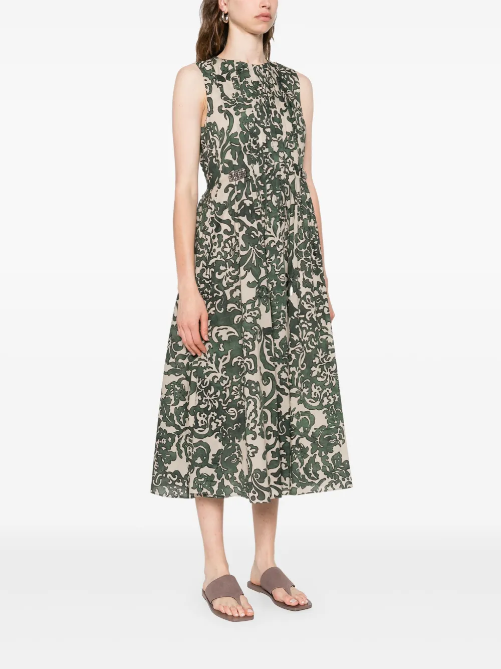 'S Max Mara Midi-jurk met bloemenprint Groen