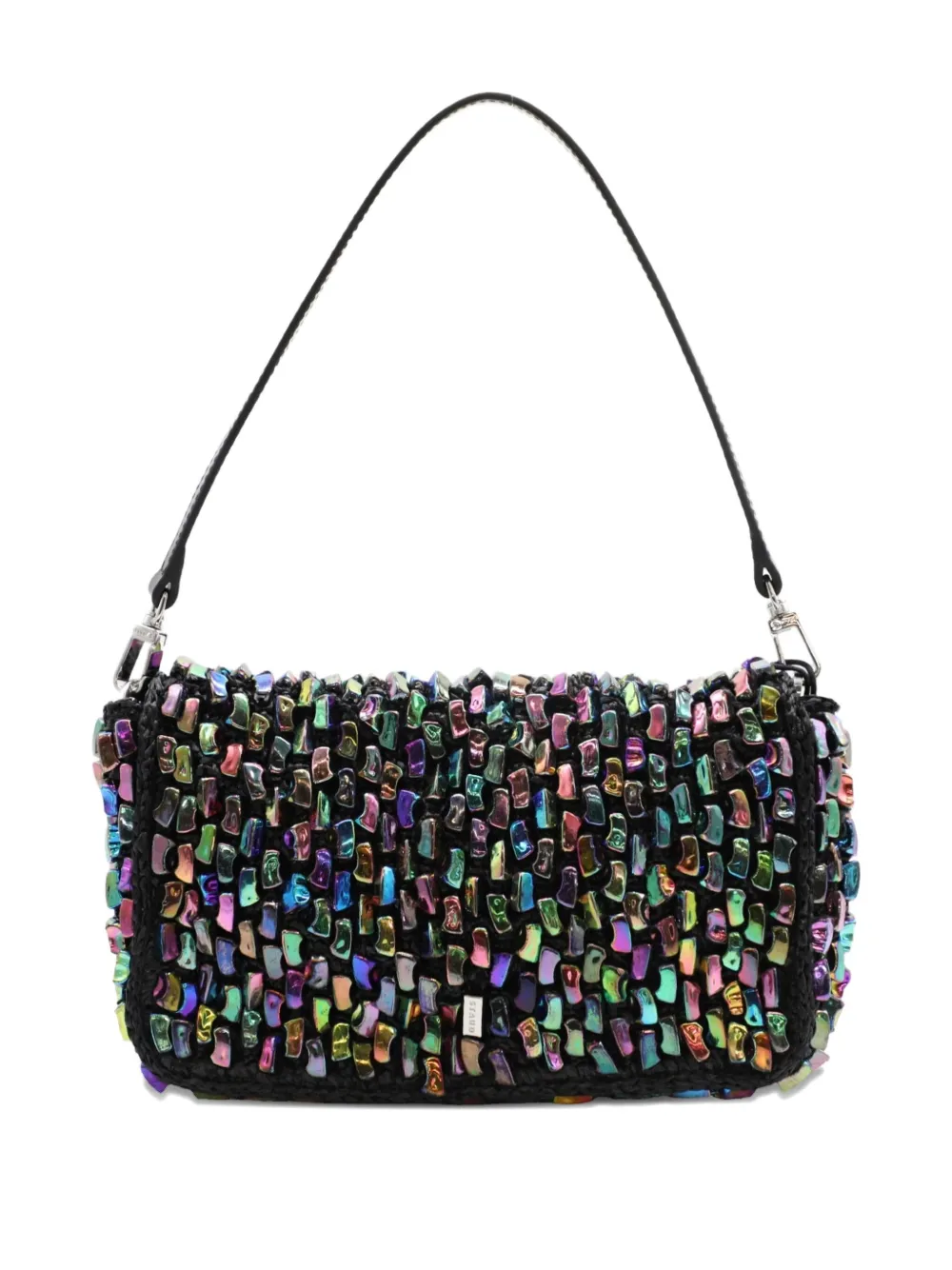 STAUD Timmy raffia shoulder bag - Zwart