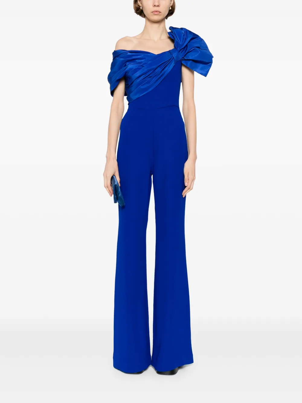 Saiid Kobeisy draped bow jumpsuit Blauw